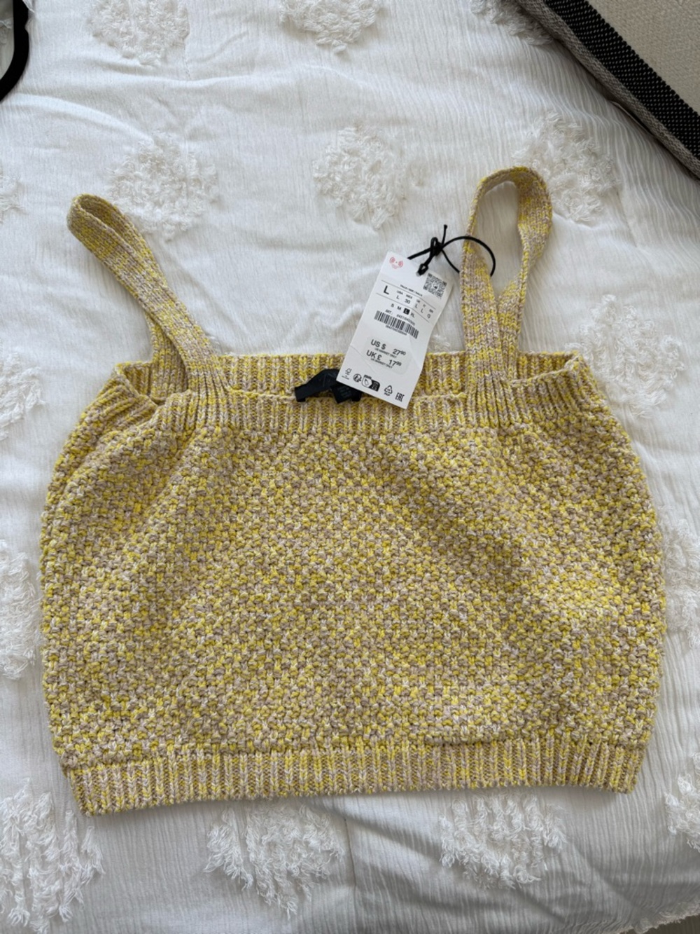 Zara Yellow Knit Textured Tank Top